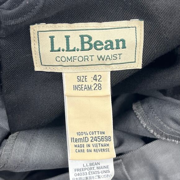 L.L. Bean Comfort Waist Gray Chino Plain Basic Short Work Cotton Dress Pants 42 - Picture 4 of 8